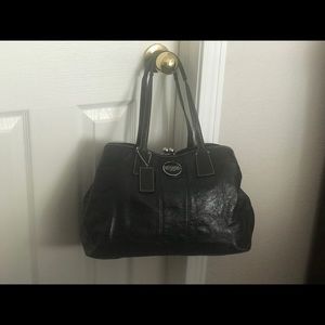 Coach Signature Stitched Patent Leather Purse